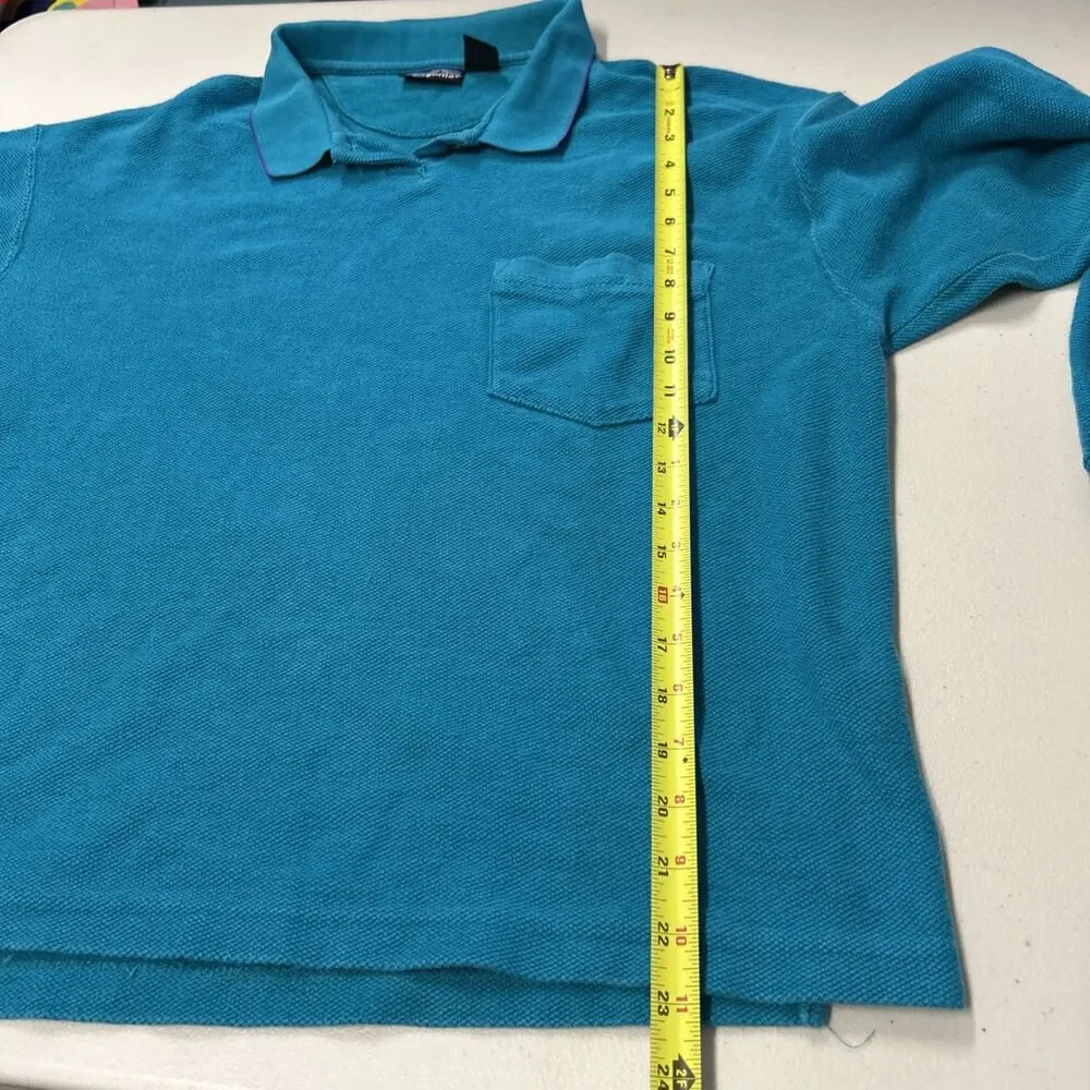 Patagonia Pullover Sweater Collar Long Sleeve Blue Sz 12 Cotton Vintage Teal